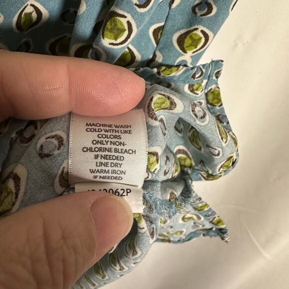 J.Jill‎ Women's Blouse Blue Green Retro Geo Print Short Sleeve Pullover M Petite - Picture 6 of 9